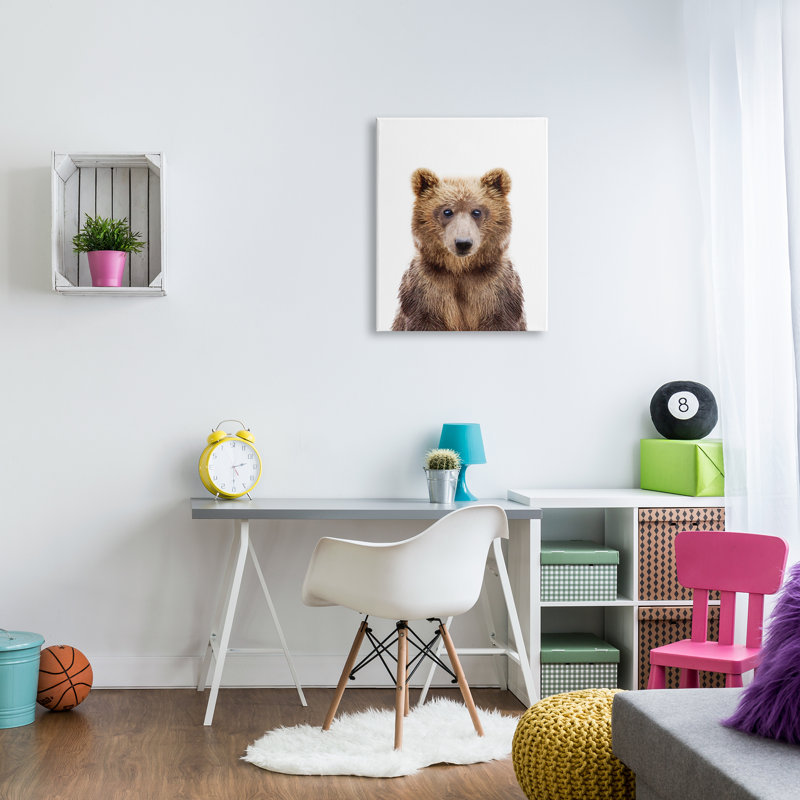 «Brown Bear Portrait», art mural sur toile par Sissi et Seb, H 30 po x l 24 po x P 1,5 po