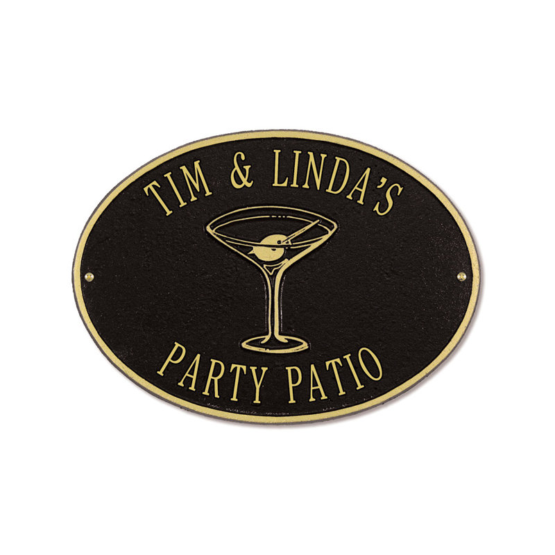 Hawthorne Martini Garden Plaque, Yes, Pewter/Silver