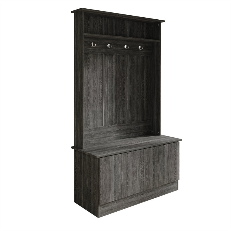 Logenita Hall Tree 39.96'' Wide with Bench, Dark Gray