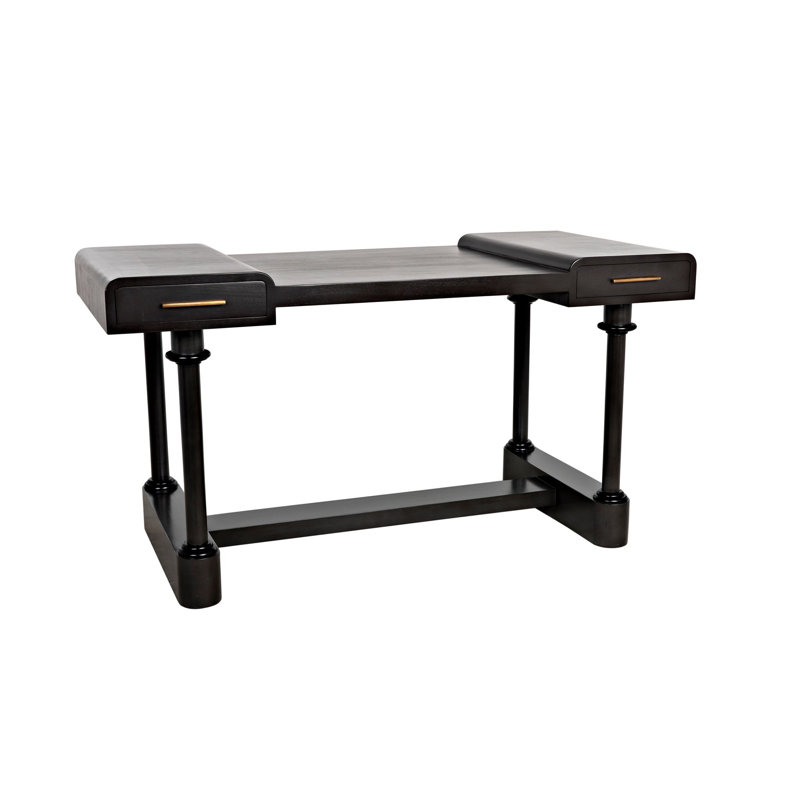 Locarno 28" Black Solid Wood Writing Desk with Drawer