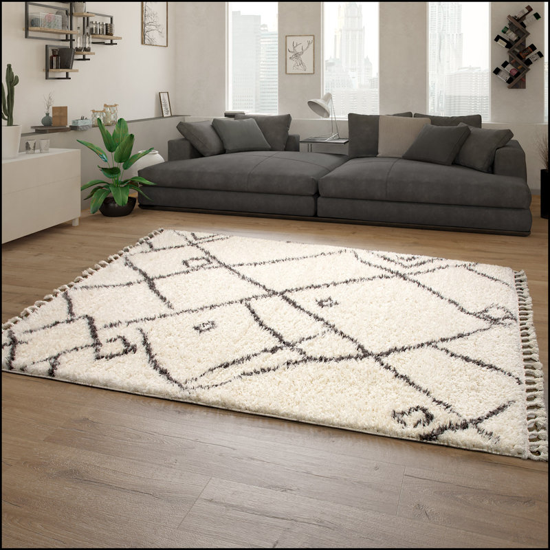 Gallatin Geometric Shag Area Rug, Rectangle 60 x 100cm