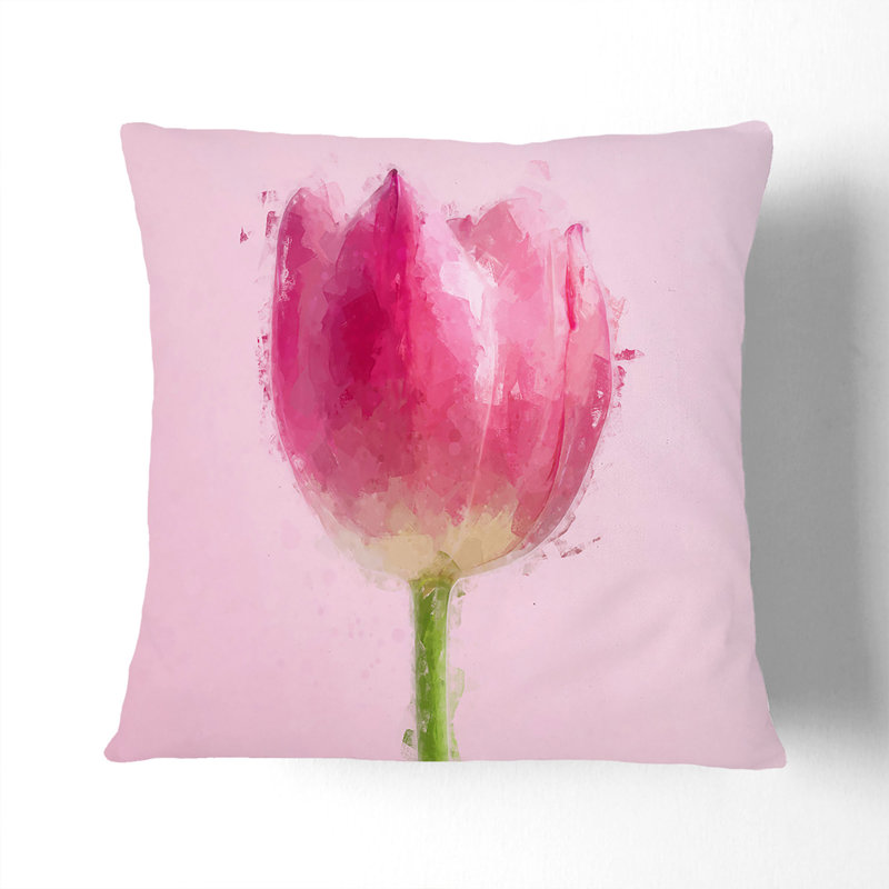 Perfectly Tulip Flower Cushion with Filling, Black, 55cm H x 55cm W x 20cm D