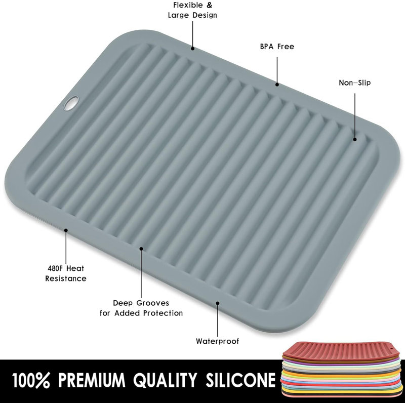 Tapis de dessous en silicone durable pour cuisine résistante à la chaleur, Beige