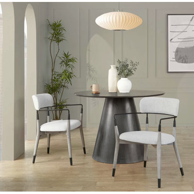 Chaise en bois brossé et tissu avec détails métalliques - ensemble de 2