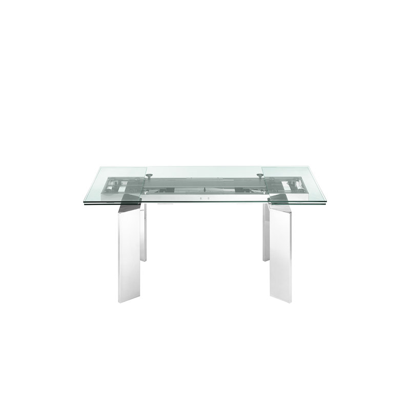 Astor Extendable Glass Top Metal Base Dining Table