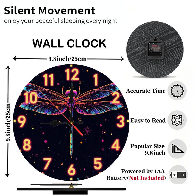 Horloge colorée libellule