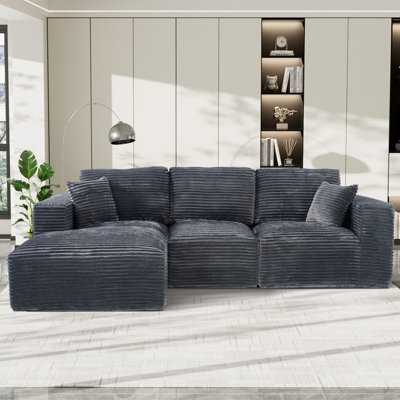Canapé modulaire en velours côtelé avec méridienne Corduroy