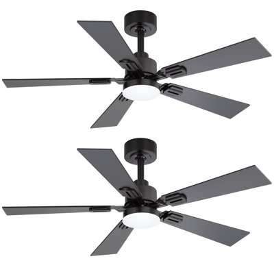 Ensemble de 2 ventilateurs de plafond de 42 pouces avec lumière et télécommande, pales réversibles à double finition, moteur CC réversible silencieux, ventilateur de plafond moderne pour la chambre à coucher et le salon - fini noir mat