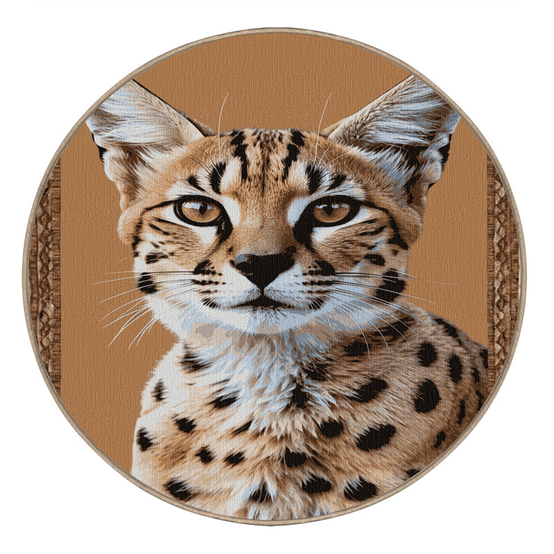 Washable Caracal Big Cats Area Rug, Rectangle 5' x 7'
