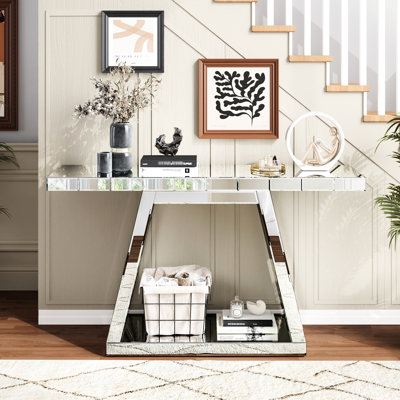 Table miroir surdimensionnée 55,9 "à 360 ° avec base, conçue pour le couloir