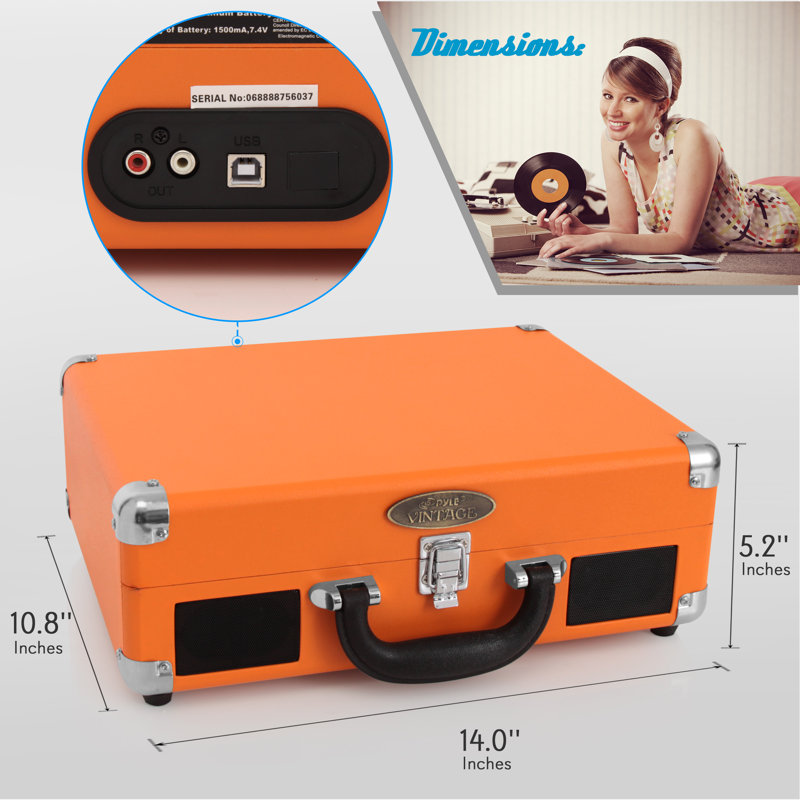 Portable 78 - Speed Turntable Decorative Record Player with Bluetooth