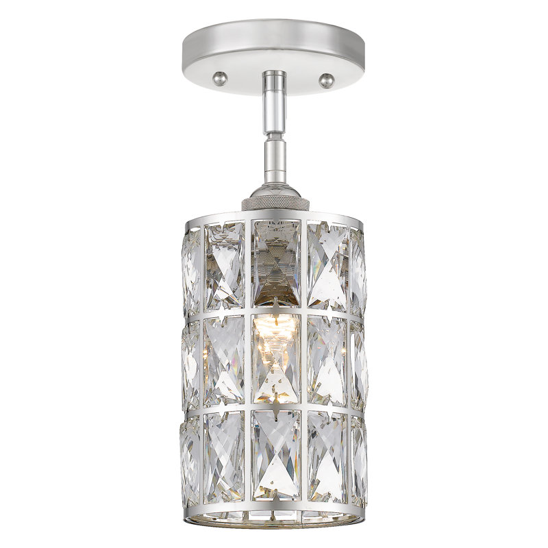 Luminaire suspendu cylindrique 1 lumière, Nickel poli