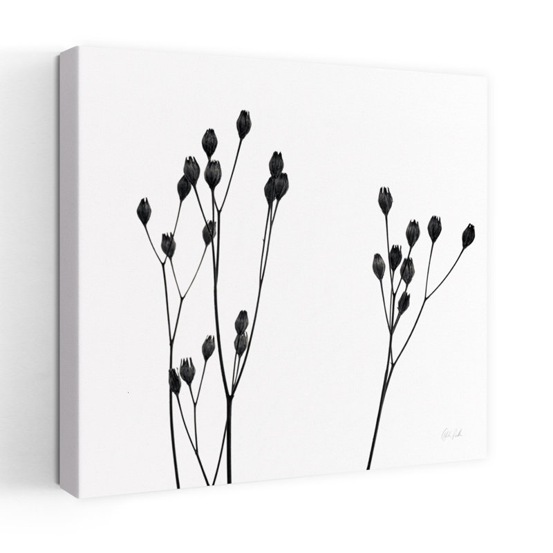 Bourgeons IV, art floral abstrait contemporain, H 18 po x l 18 po