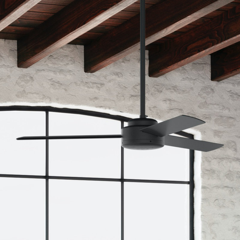 Presto 52" Modern Minimalist 3 - Blade Indoor Ceiling Fan with Wall Control, Black