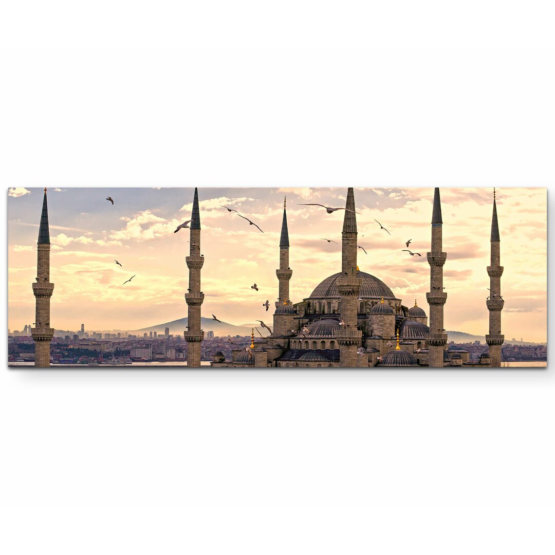 Leinwandbild Sonnenuntergang über der blauen Moschee – Istanbul