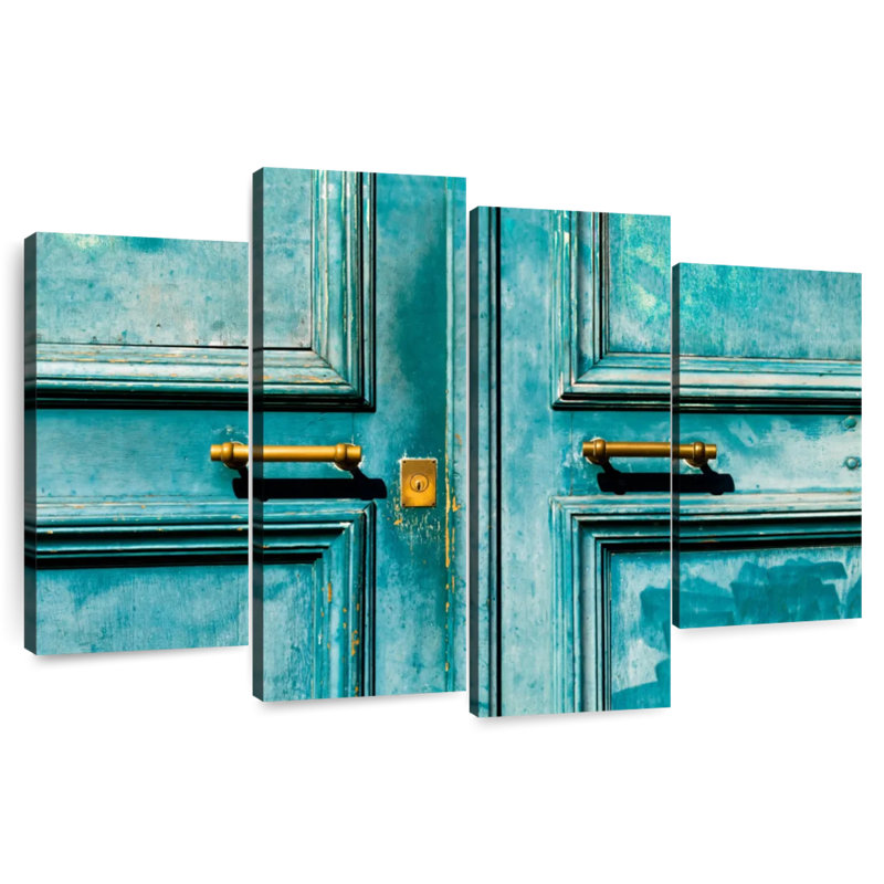 Lilie Old Turquoise Door, 48" H x 75" W