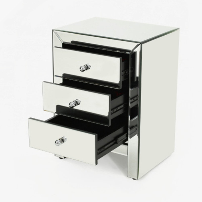 Lera Mirrored Glass Top 3 - Drawer End Table