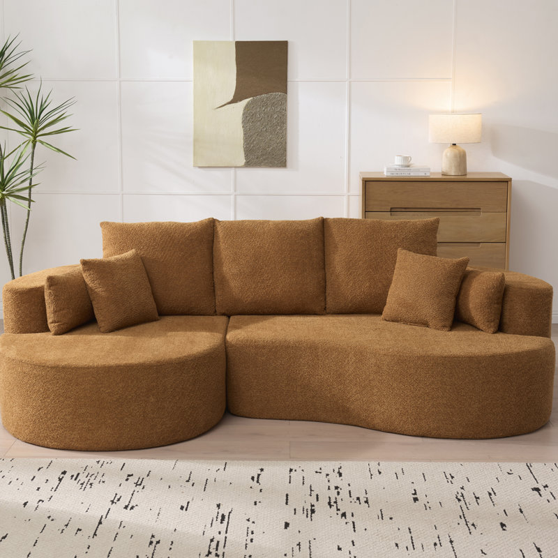 106 po Canapé modulaire courbé en tissu 2 pièces Cloud, CHAISE LUNGE, NOMAD, Chameau