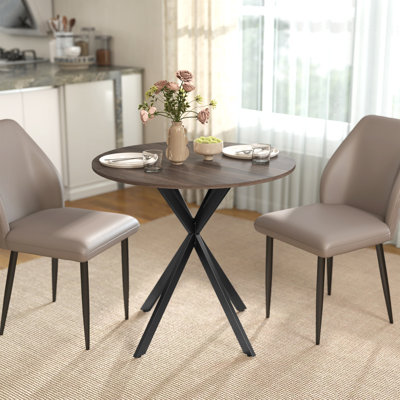 Table de salle à manger ronde, table de cuisine industrielle avec pieds croisés en acier