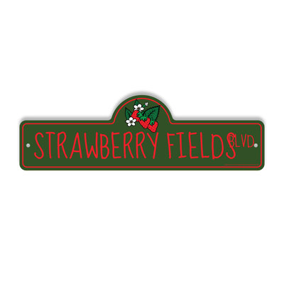 Strawberry Fields Street Sign Heavy Duty Plastic 6 Inch X 18 Inch