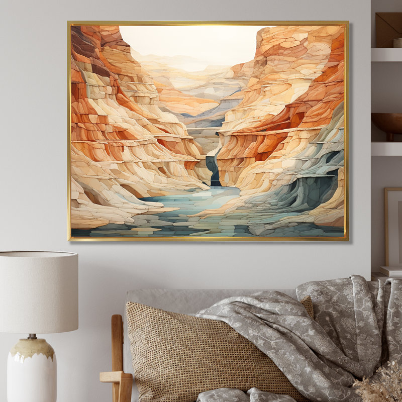 Minimalisme dans un canyon, impression sur toile, 12" H x 20" W, Cadre flottant doré