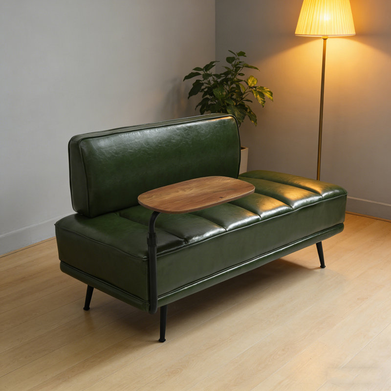 Fin de banc de lit, banc d'entrée rembourré avec pieds en métal, Vert