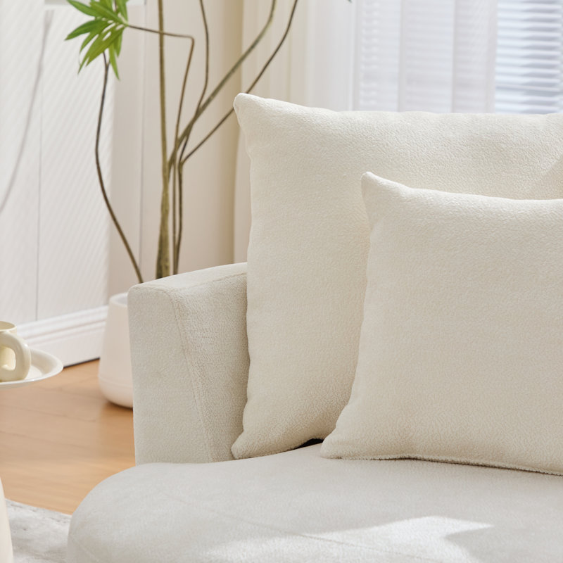 Fauteuil demi-tonneau rembourré en chenille, Beige