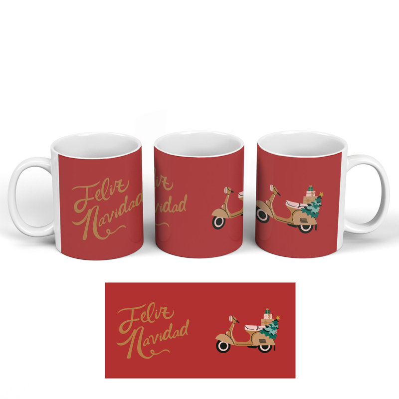 Feliz Navidad Festive Scooter Christmas Ceramic Classic Mug