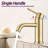 Modern Bathroom Sink Faucet - Single Hole, Brushed Gold, Stainless Steel, 1.2 Gpm Flow For Efficient Use Hole Modern, Rate, User- Installation Spaces-121628146
