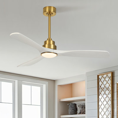 Karlena 52'' Modern Farmhouse Dimmable Ceiling Fan with LED Lights and Remote Control 3 Colors 6 Speeds Reversible Noiseless DC Motor