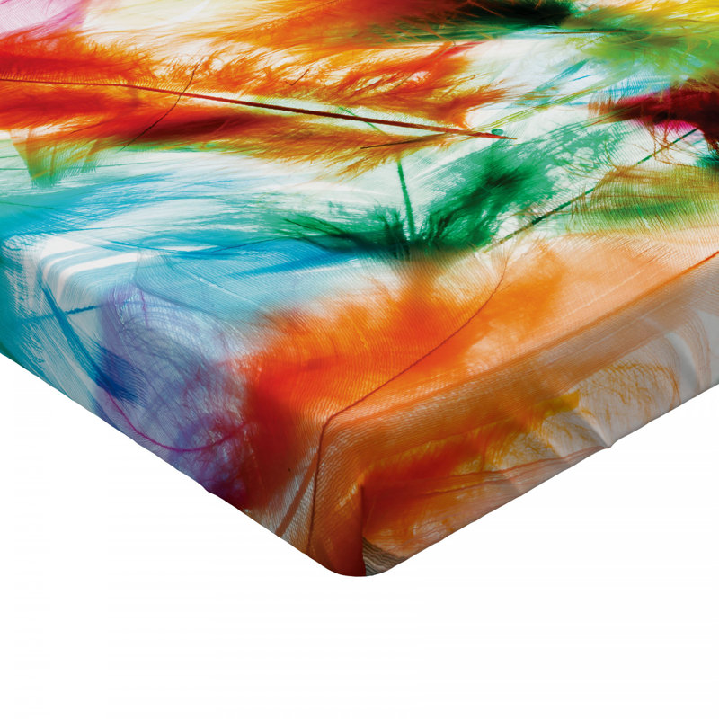 Microfiber Fitted Sheet, Twin XL Fitted Sheet, Green/Blue/Orange Abstract