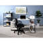 Bureau rectangulaire en L blanc antique et noir avec tablette de rangement polyvalente et fonctionnelle pour l'espace de travail