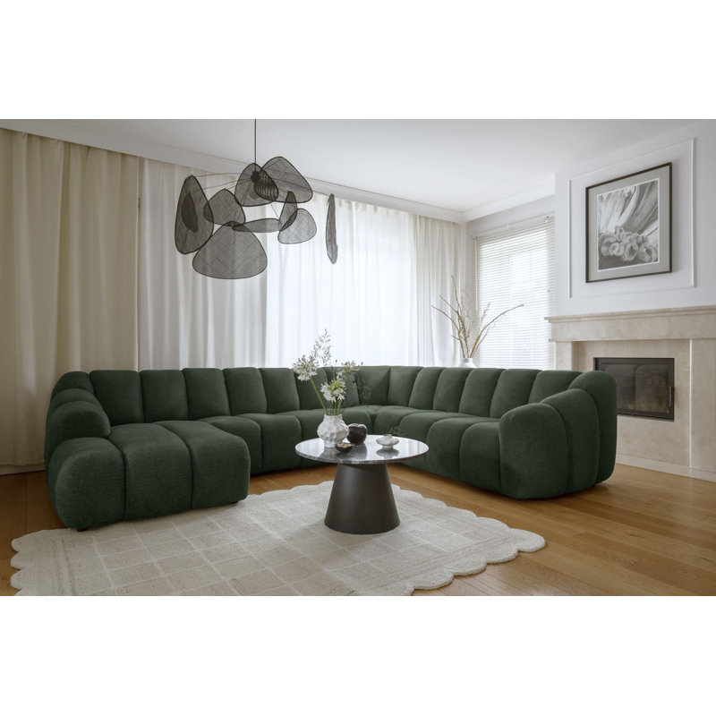 Shell 8 Seater Corner Sofa , Right Hand Facing, Green