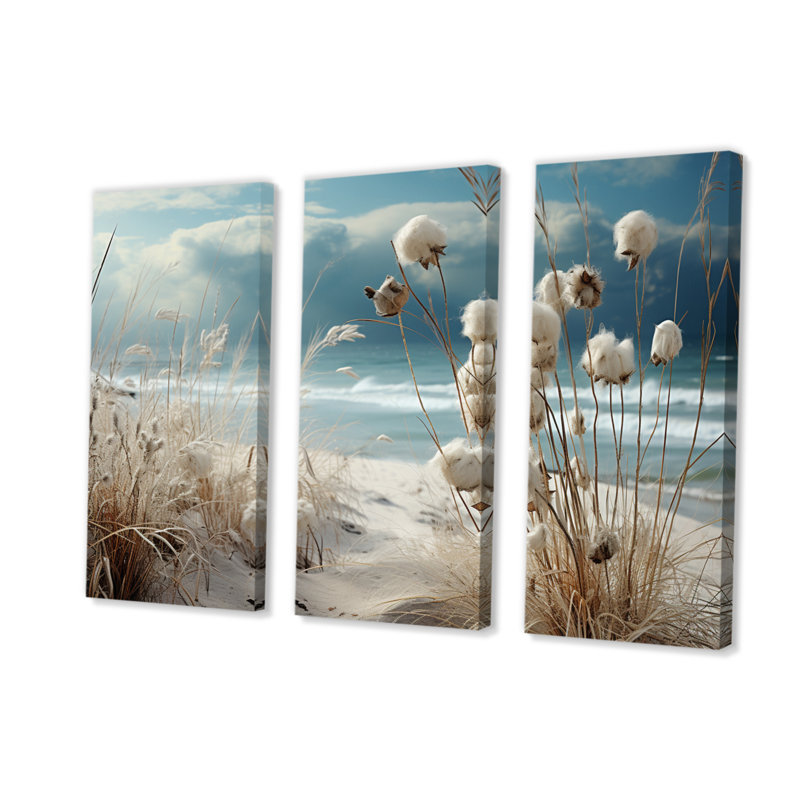 «Beach Winter Reverie I», reproduction sur toile 3 pièces, H 28 po x l 36 po x P 1 po