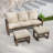 3-Piece Brown Cedar Wood Gray Wicker Patio Outdoor 3-Seat Sofa Seating Group with Olefin Cushions, Ottomans