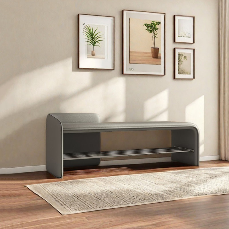 35.4in Shoe Storage Bench, Gray