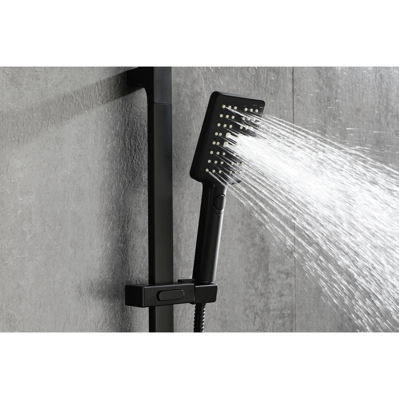 Height Adjustable Handheld Shower With 28-inch Slide Bar And 59-inch Hose, Matte Black Stainless Steel, Multiple Spray Options For All Ages, Ideal Chair Showers Steel Shower, Bar, Adjustable, Various