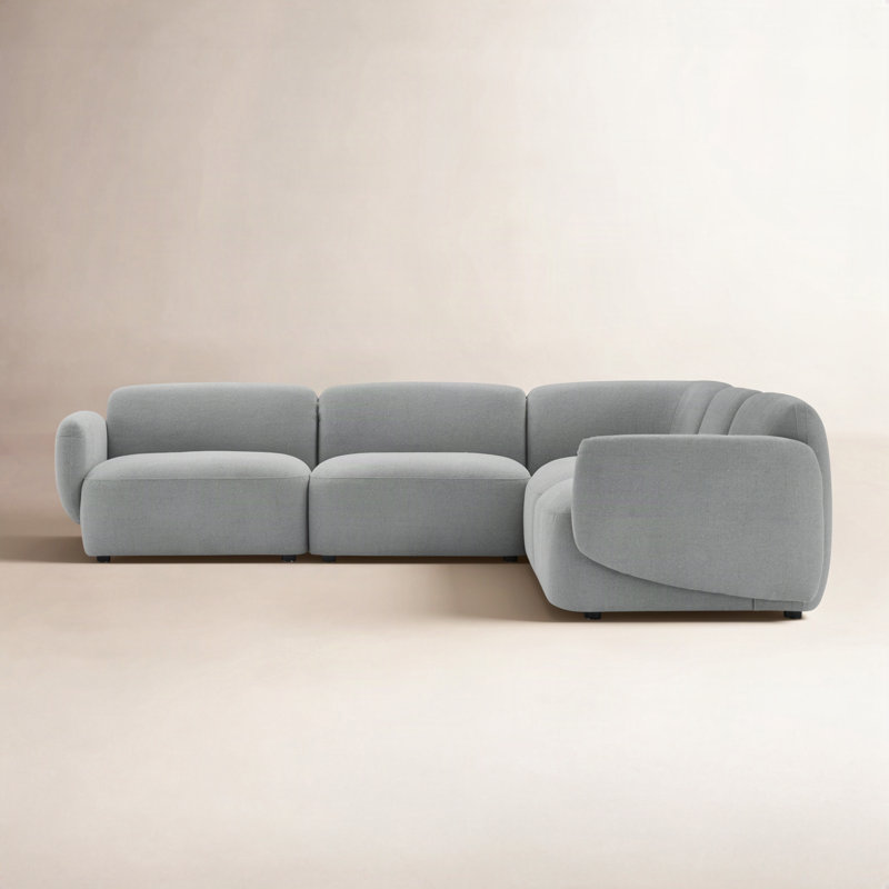 Isles 5-Piece Polyester Blend L-Shaped Sectional with Sinuous Springs, Mellow Gray Chenille