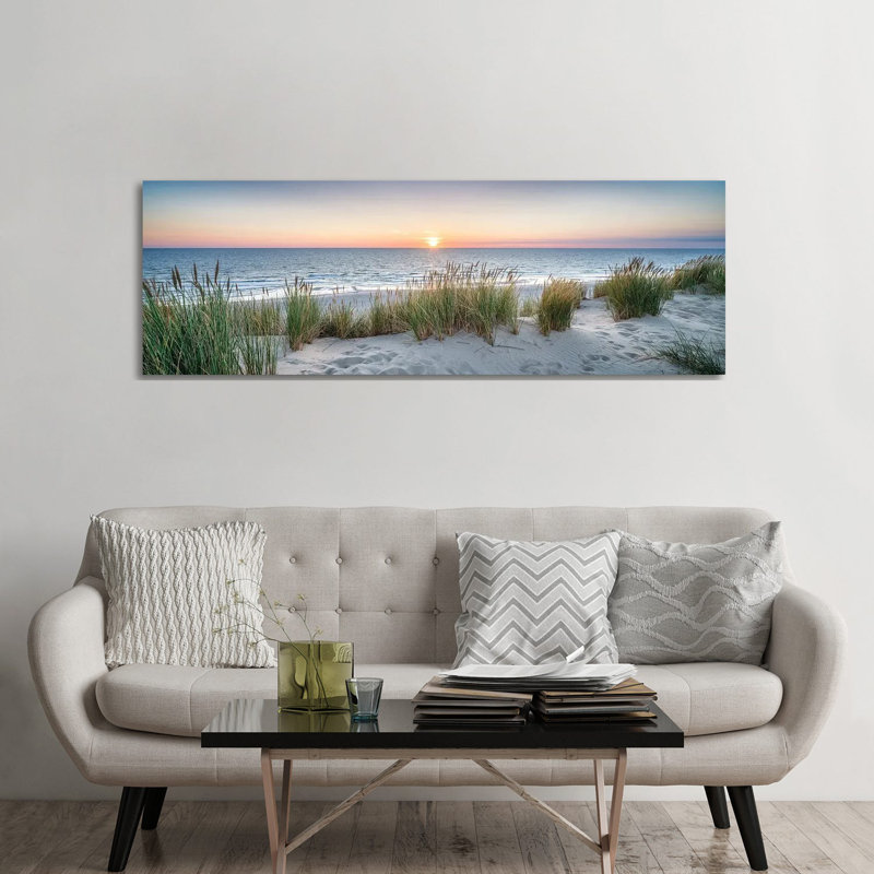 " Dune Beach Panorama At Sunset " by Jan Becke, 20" H x 60" W, Wrapped Canvas, No Frame
