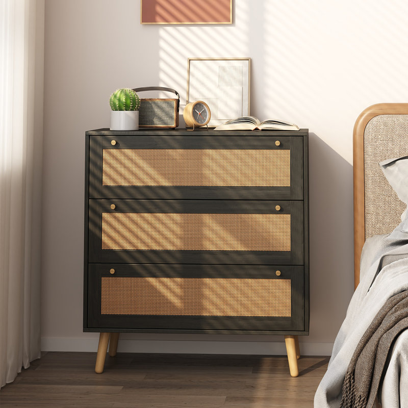 3 Drawer Dresser 31.5" W Chest of Dresser with Spacious Storage for Bedroom Living Room, Black
