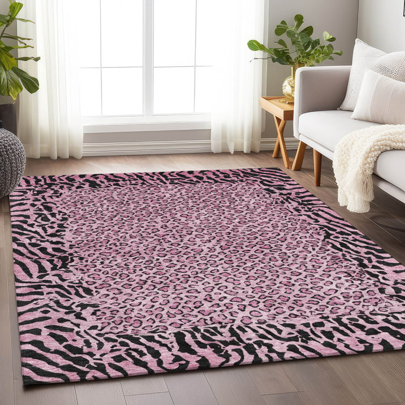 Tapis lavable intérieur / extérieur rose Elyvia - LOOMlan, 9 pi x 12 pi