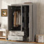 3-Door Mirror Wardrobe with shelves-1040092495