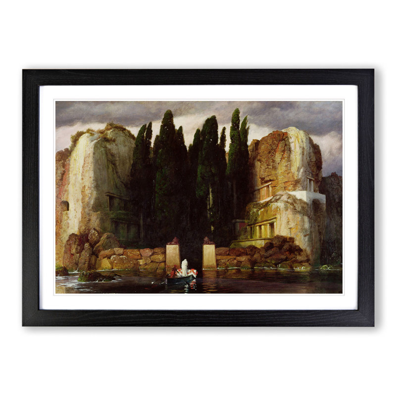 The Isle of the Dead Vol.3 by Arnold Bocklin - Picture Frame Painting, 27cm H x 36cm W x 2cm D, Black