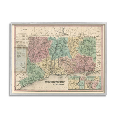 Carte vintage de l'État du Connecticut, carte de la région rétro par Daphne Polselli