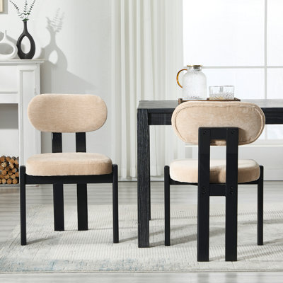 Modern Solid Wood Upholstered Dining Chair With Backrest,Beautiful Side Chair For Dining Room, Office And Parlor