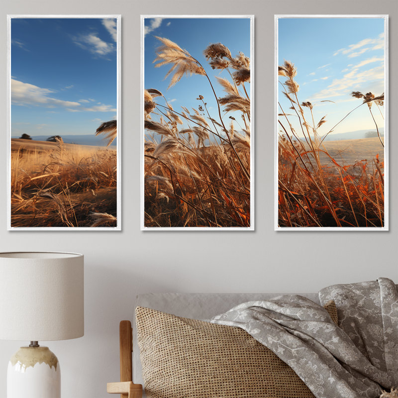 «Meadow Winter Scenery», ensemble d'art sur toile Meadow, H 28 po x l 36 po x P 1 po, Cadre flottant blanc