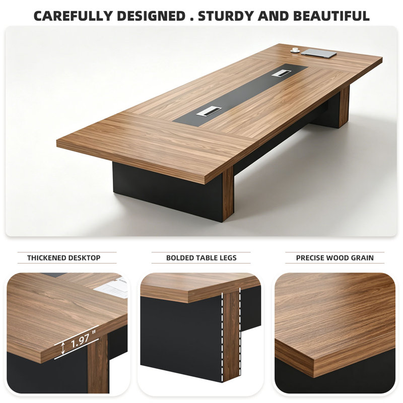 118.12 " MDF Rectangle Conference Table, Tan
