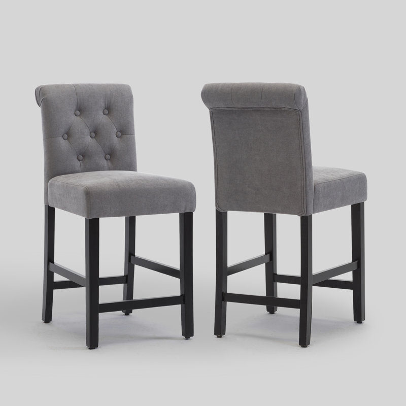 Burlison 25.25" Counter Stool, Gray/Polyester