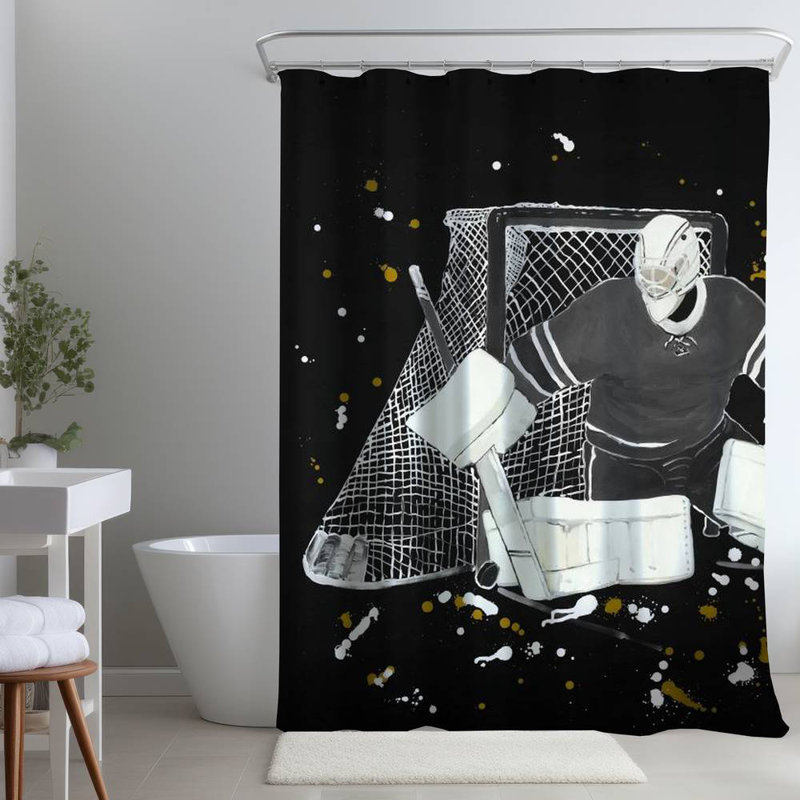 Shower Curtain SP73 – Polyester Shower Curtain, Dye Sublimation Print, 71" W × 74" L, White/Black/Yellow