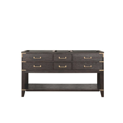 Brown Oak Double Bath Vanity 60 In. W X 22 In. D